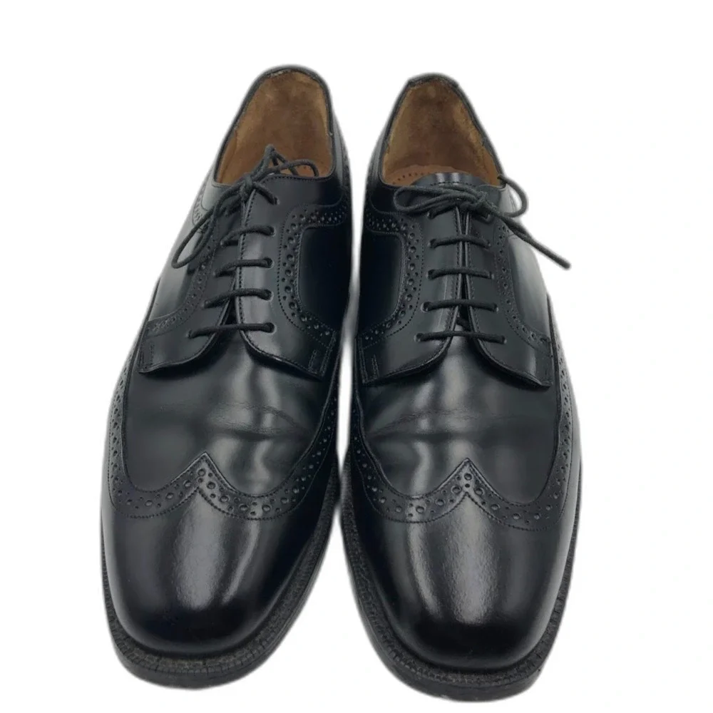 Johnston and Murphy by JM Men's Black Leather Wingtip Oxford Shoes Size 10.5